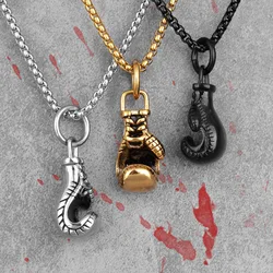 Boxing Gloves Boxer Men Necklaces Pendant Chain Punk HipHop for Boyfriend Male Stainless Steel Jewelry Creativity Gift Wholesale