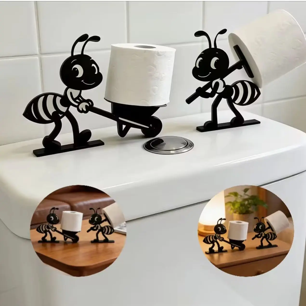 1/2pcs 3D printed ant shaped tissue storage rack for bathroom and toilet decoration