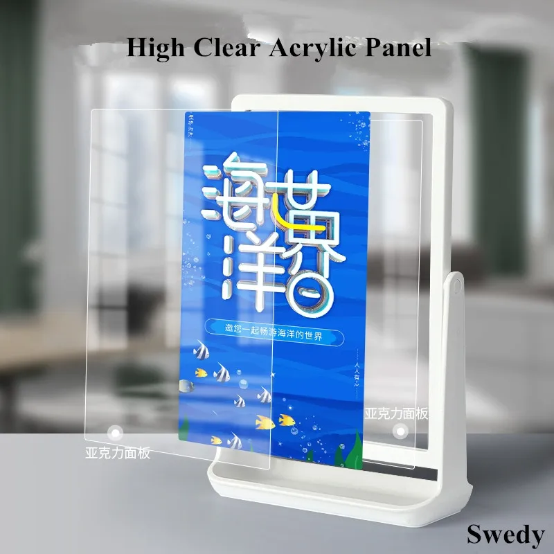 A4 210X297Mm Dubbelzijdig 8.5X11 Inch Acryl Bord Houder Displaystandaard Met Opslag Plastic Menu Prijshouder Ad Poster Frame