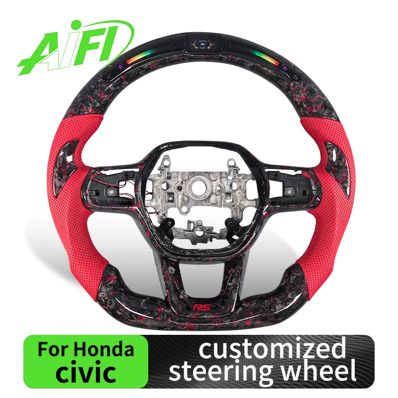 Custom Red Flake Carbon Fiber Steering Wheel for Honda 11th Generation Accord Civic Si Type-R FL5 CR-V 2022-2026