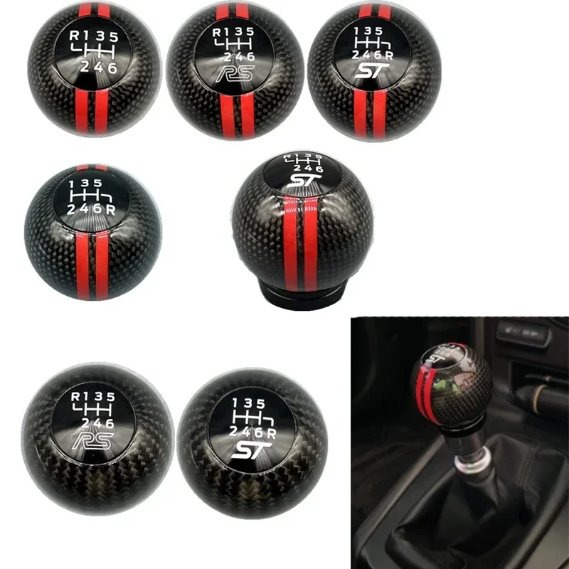 

NEW Styling 6 Speed Manual Car Racing Real Carbon Fiber Gear Shift Knob For Ford Focus ST RS Fiesta ST Handball