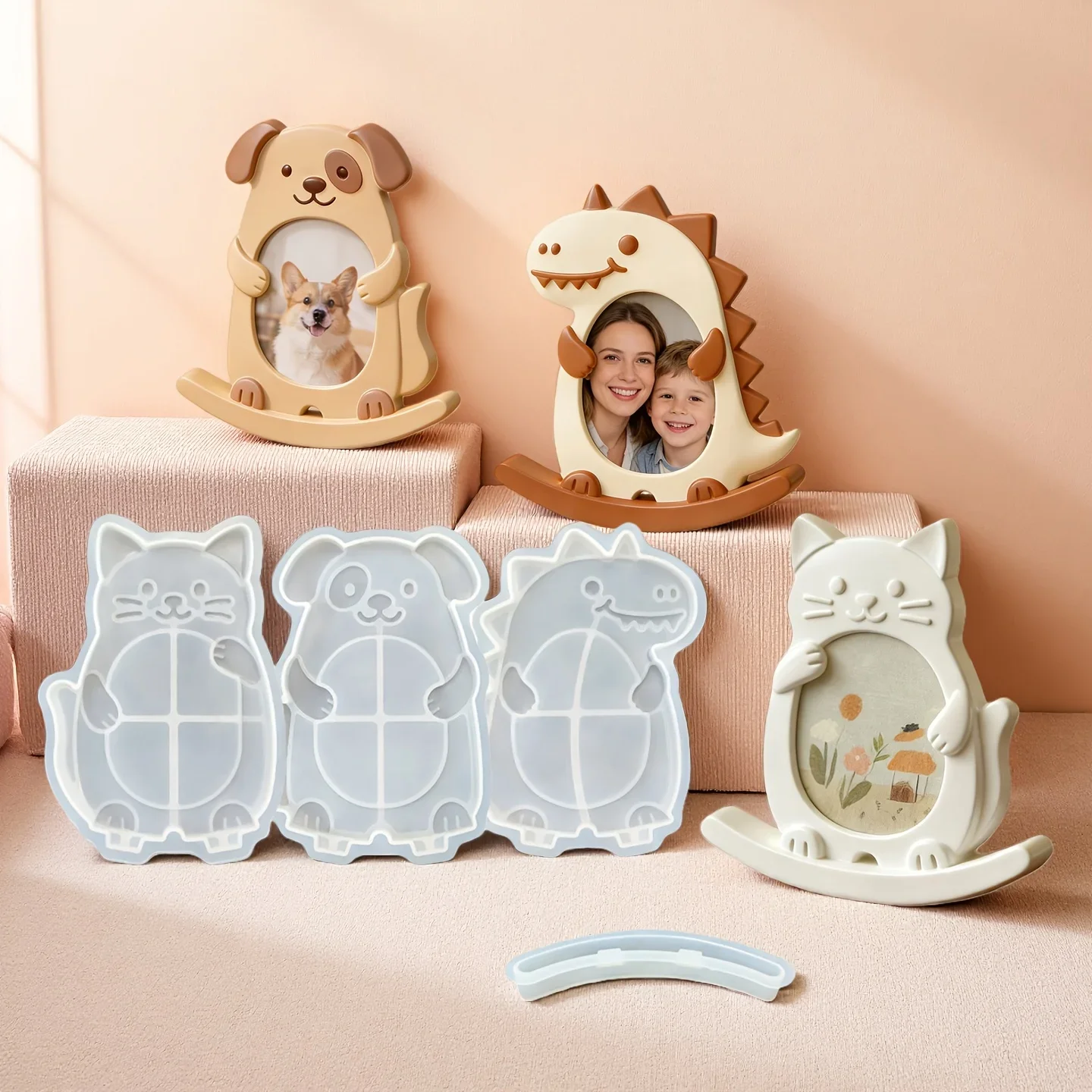 

DIY Seesaw Animal Photo Frame Resin Silicone Mold Cat Epoxy Resin Mold Home Decor Plaster Ornament Mold Puppy Dinosaur Epoxy