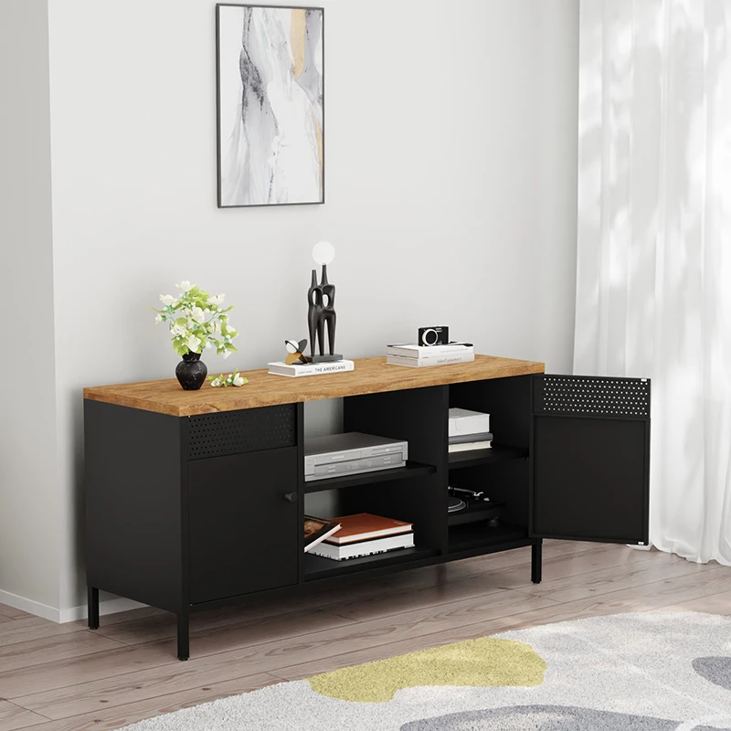 ！@Modern Fashion Design 3-Door TV Stand Cabinet Customized Living Room Furniture Cold Rolled Steel Foldable Metal TV Storage Uni