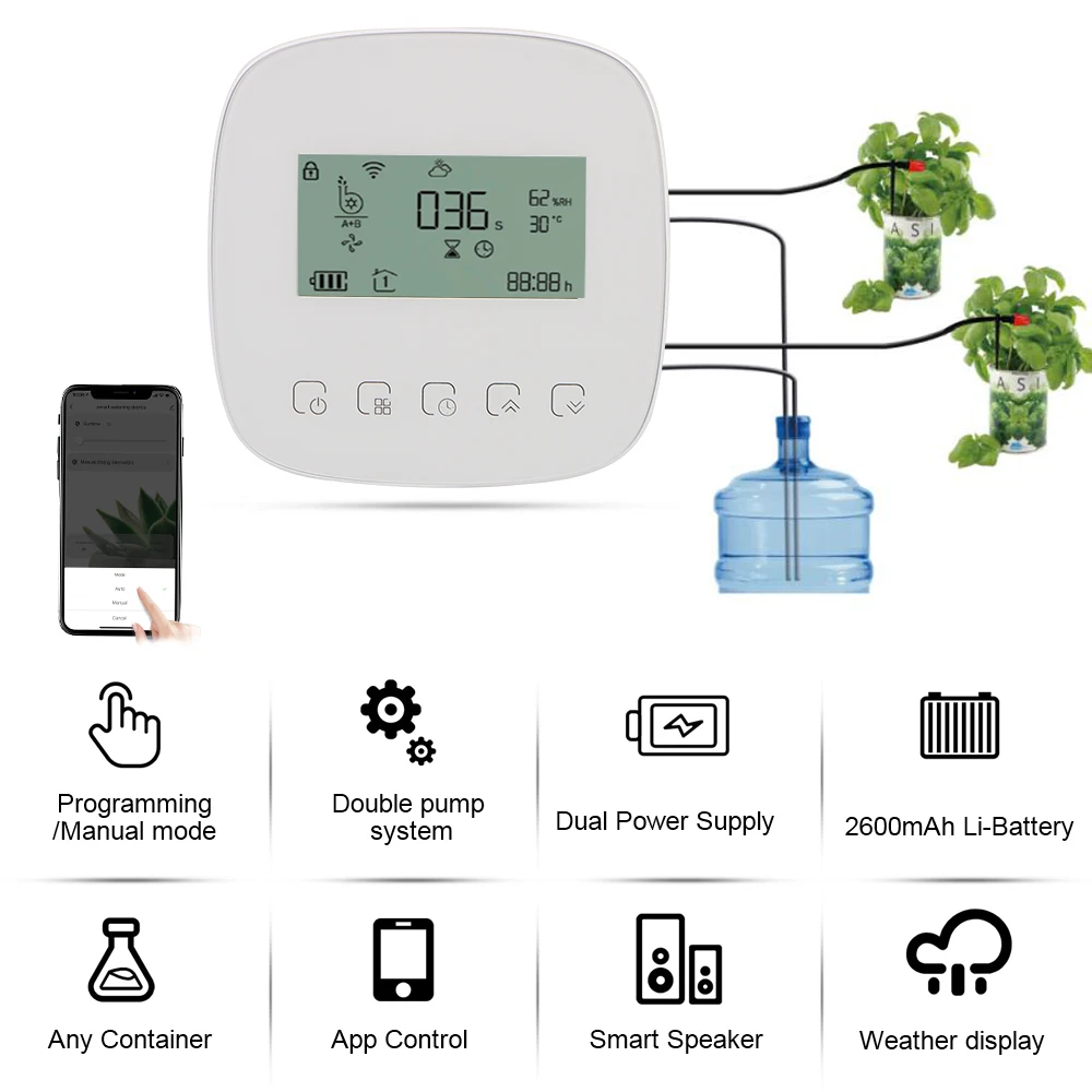 

With Solar Panel Micro-drip Irrigation Controller WiFi Tuya Digital Watering Irrigation Timer Intelligent Automatic Water Timer