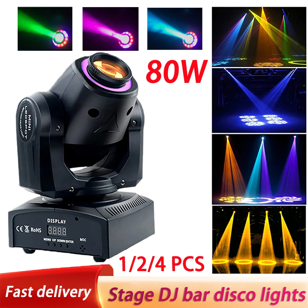 2024 LED Lights DJ Disco Shaking Head Flash Moving Head Spotlight Pattern Lights 1/2/4PC 80W Bar Club Event Ballroom Performance