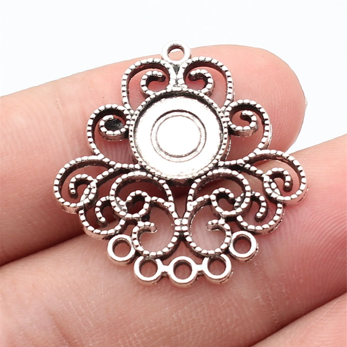 10pcs 30x29mm Antique Silver Color Inner Size 10Mm Earring Connector Jewelry Findings Wholesale