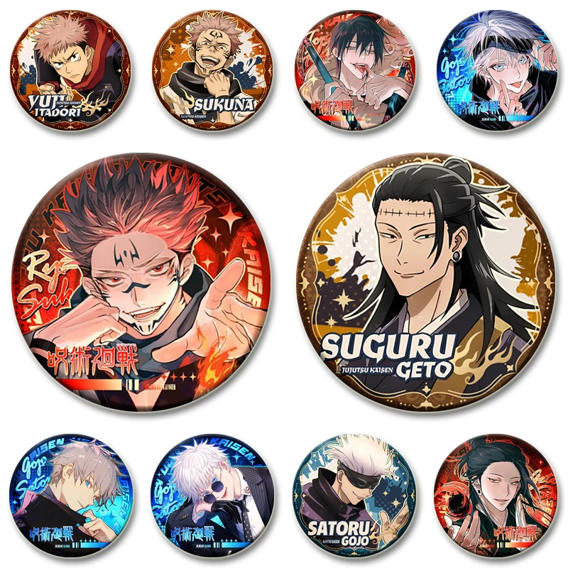 Satoru Gojo,Geto Suguru,Itadori Yuji.Kugisaki Nobara,Fushiguro Megumi Comic Badge Cartoon Anime Brooch Pins for Backpack Clothes