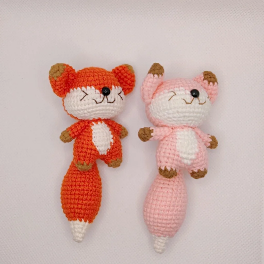 

Creative Handmade Crochet Little Fox Doll Pendant ,crochet Rose Flower Fox Key Chain, Knitted Creative Gift for Birthday