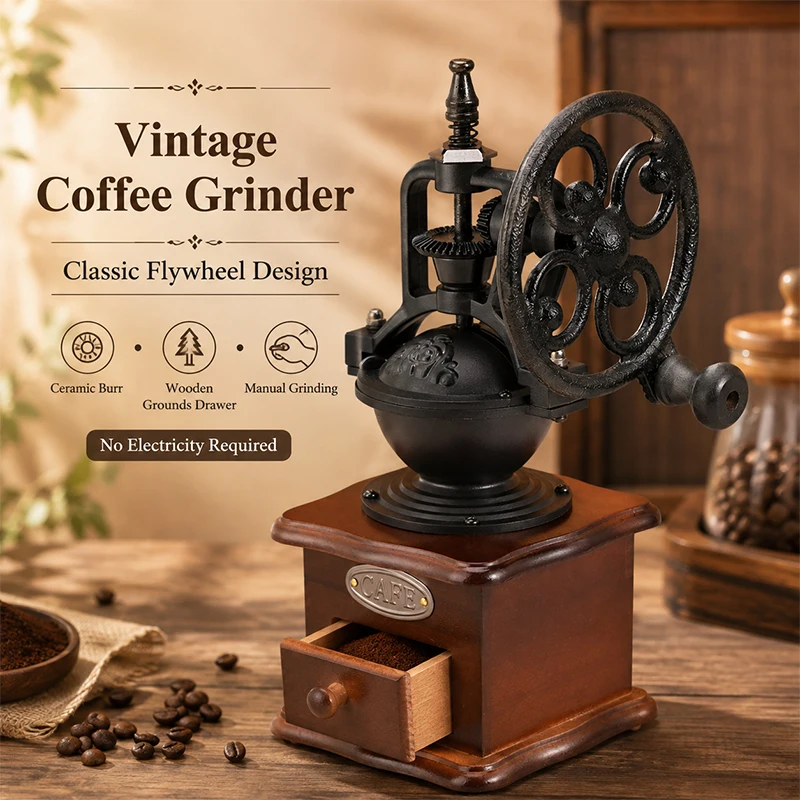 Portable Hand Cranked Coffee Grinder Compact Manual Bean Grinder for Outdoor Camping Travel