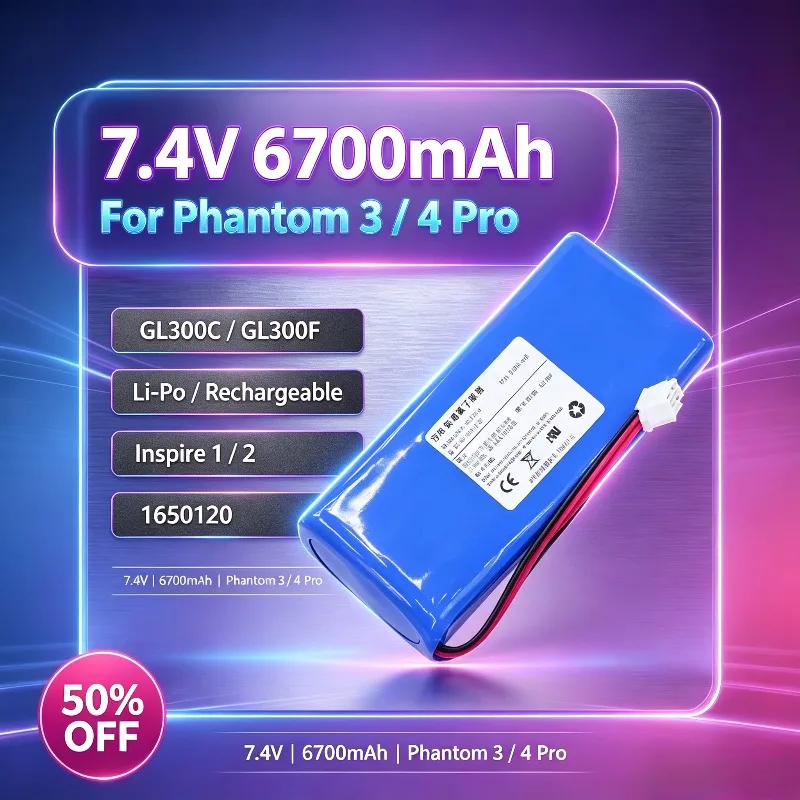 7.4V 6700mAh Remote Controller Battery for DJI Phantom 3 4 Pro Inspire 1 2 GL300C GL300F Rechargeable Li-ion