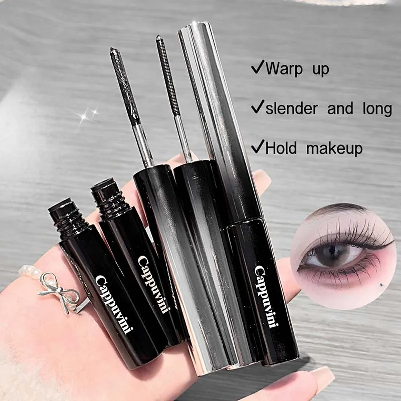 كابوفيني ماسكارا رفيعة تدوم طويلاً، كريم إعداد الرموش المقاوم للماء، كريم غير قابل للتلطخ، محسن للرموش للحجم