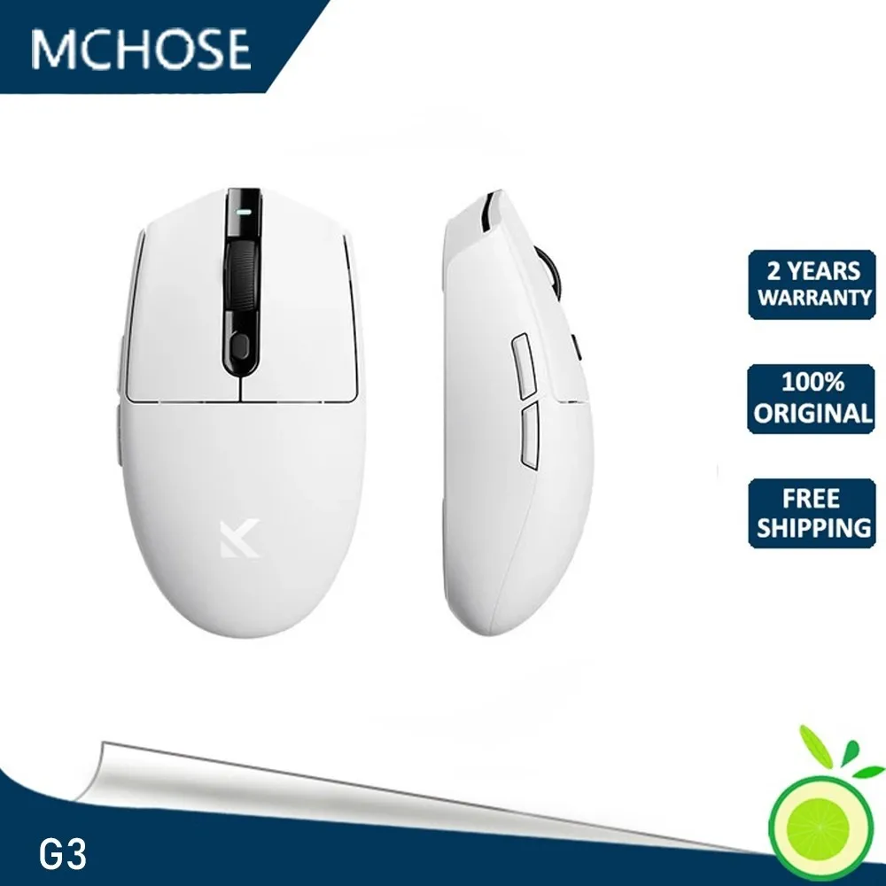 MCHOSE-G3 Mouse de jogo sem fio, não poroso, leve, Bluetooth, com fio Pro, 3-Mode, PAW3395