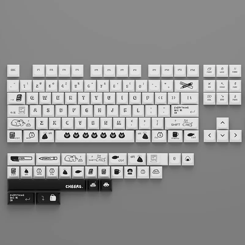 

PBT material XDA highly sublimated Pacha dog theme Russian and Japanese full set of general mechanical keyboard keycaps