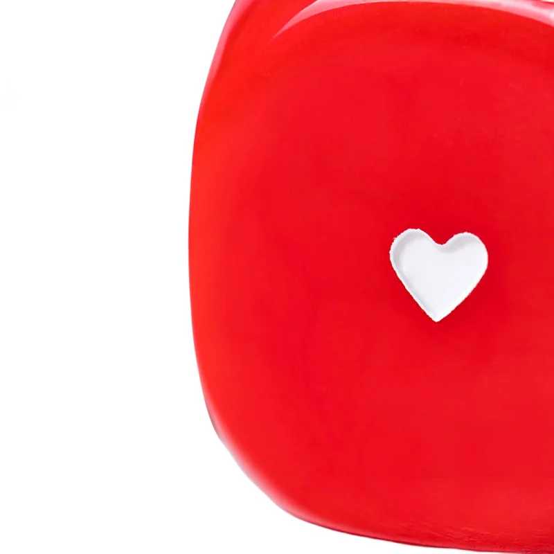 2 pçs vermelho branco em forma de coração adereços de jogo de dados cubos de canto redondos dados acrílicos tamanho grande para jogos da família da festa da barra