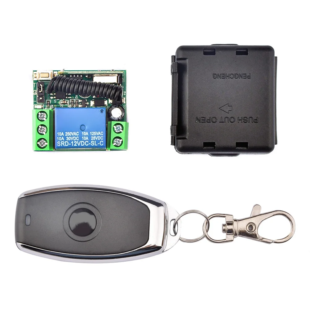 DC 12V 10A 1 Way Relé 433Mhz Interruptor de Control Remoto Inalámbrico RF Transmisor con Control Remoto 1 Chanel Para Luz LED puerta