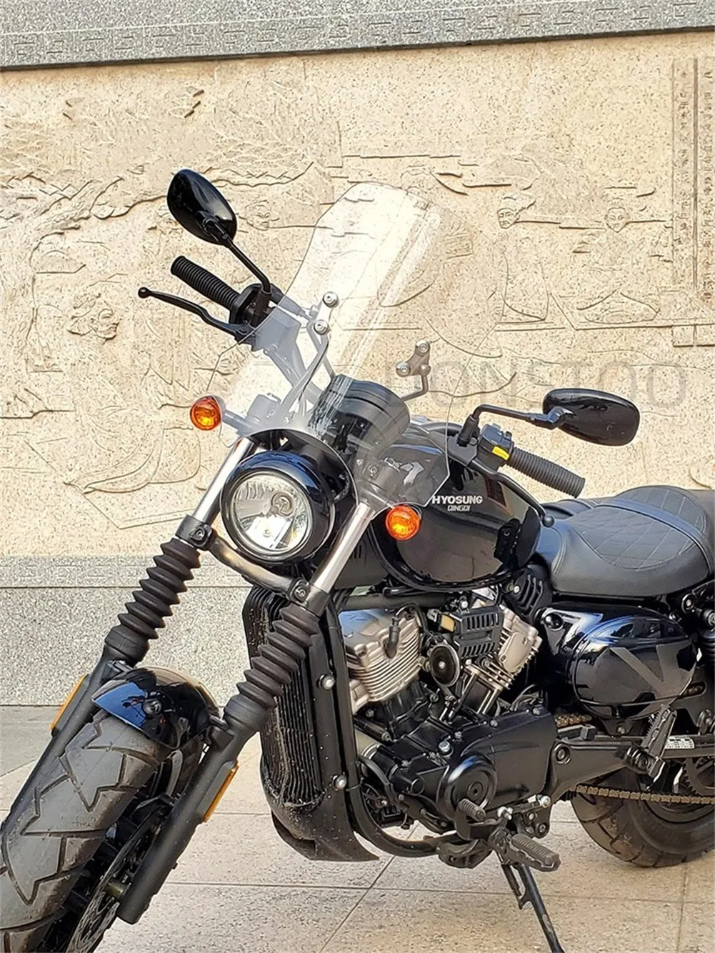 45 سنتيمتر دراجة نارية الزجاج الأمامي عداد المسافات فيسر قناع الجبهة حاجز الرياح منحرف ل HYOSUNG Aquila GV 300 S GV300S #1