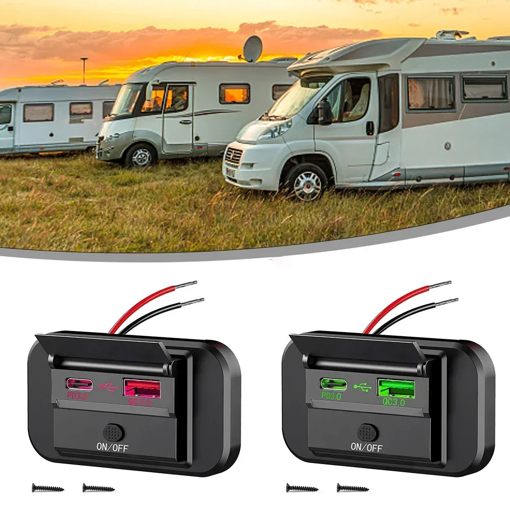 

Для QC3.0 PD USB-C автомобильная розетка для быстрой зарядки, розетка, панель, автомобильное быстрое зарядное устройство для кемпера, фургона, автофургона