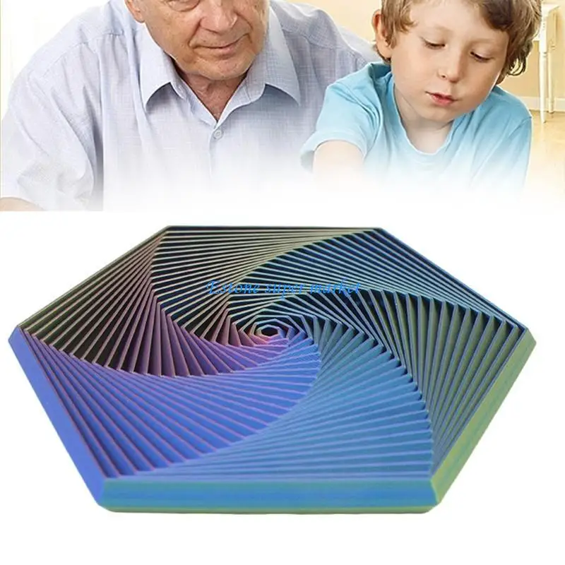 090B Colorful Toy Infinitely Hexagon Decompression Toy Desk 3D Printed Geometric Props Anxiety Tool for Autistic Children