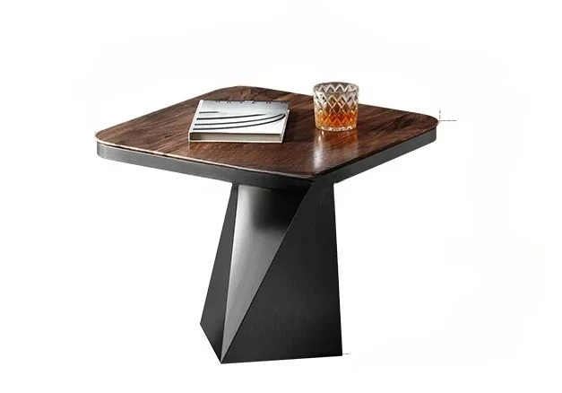 Nuevas llegadas, mesa cuadrada de lujo ligera de jade de hielo Kari natural para sala de estar, mesa de centro de diseño moderno, nogal italiano 03A