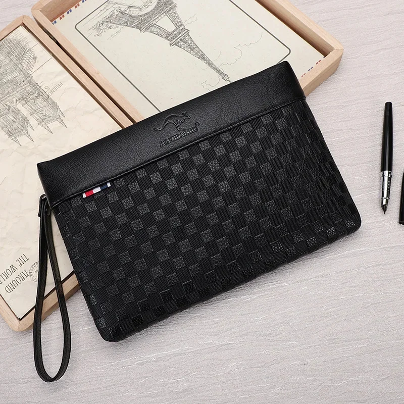 Men\'s Handheld Bag Business Large Capacity Retro Soft Face Leather Clip Casual Fashion Zipper Wallet