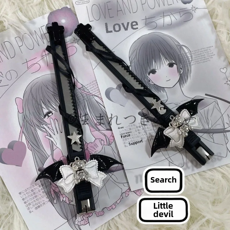 Gothic Bat Utility Knife English Goth Girls Retractable Cutter Bow Star Decor Handcraft Box Opening Stationery Free Shipping