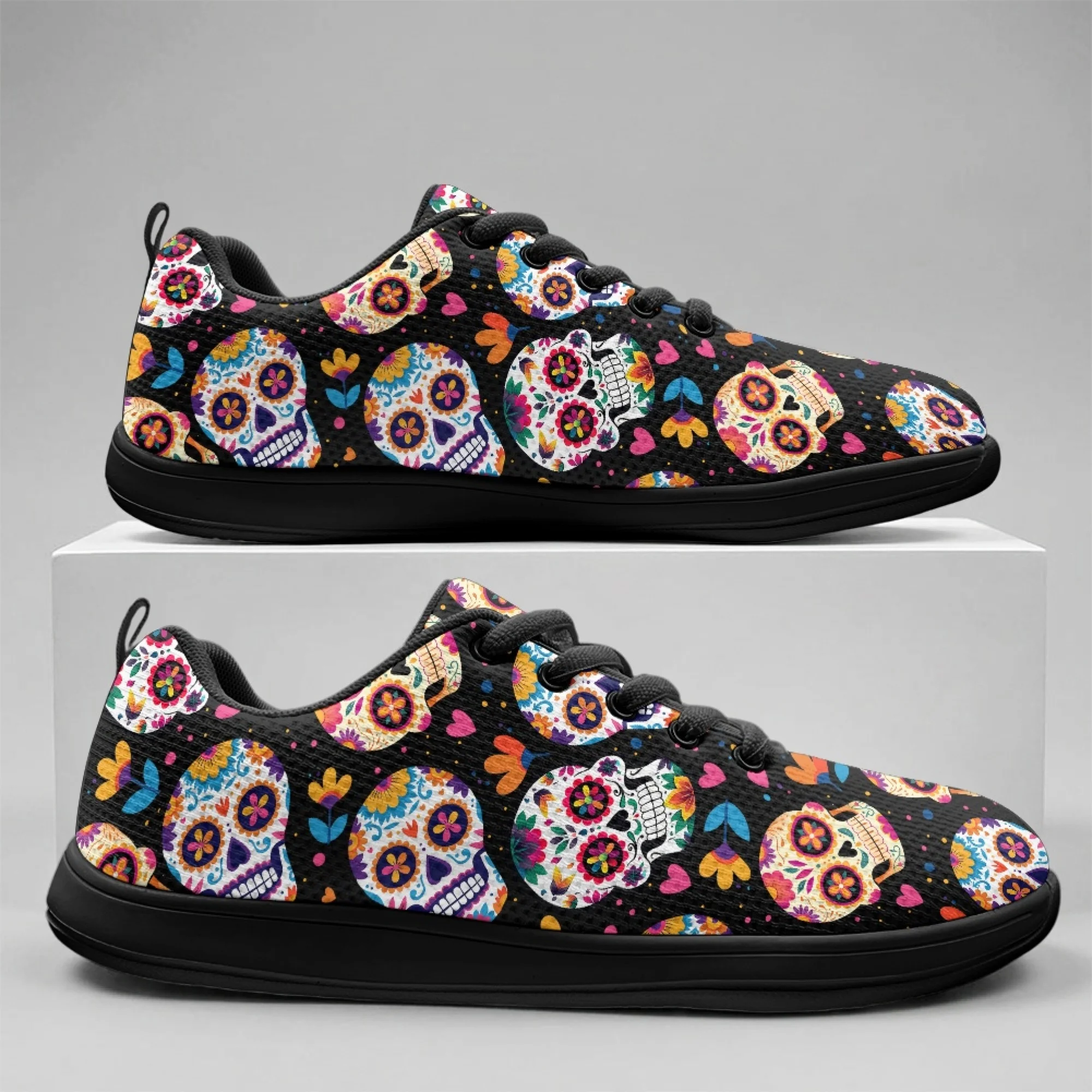 

XIXIRIMIDO Strappy Wide-toed Shoes Skull Flower Mens Walking Shoes Casual Shoes Women's Fashion Snakers Breathable Mesh 36-46