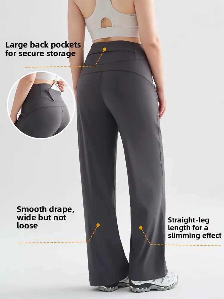 Pantaloni sportivi da donna taglie forti Pantaloni da yoga dritti a gamba larga a vita alta Abito autunnale ket Design Casual Faion Bot