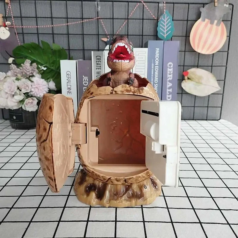 PWS Electronic Piggy Bank Cartoon Dinosaur Money Box For Childrens 3 In 1 Password Coin Saving Bank Auto Scroll Pape Box