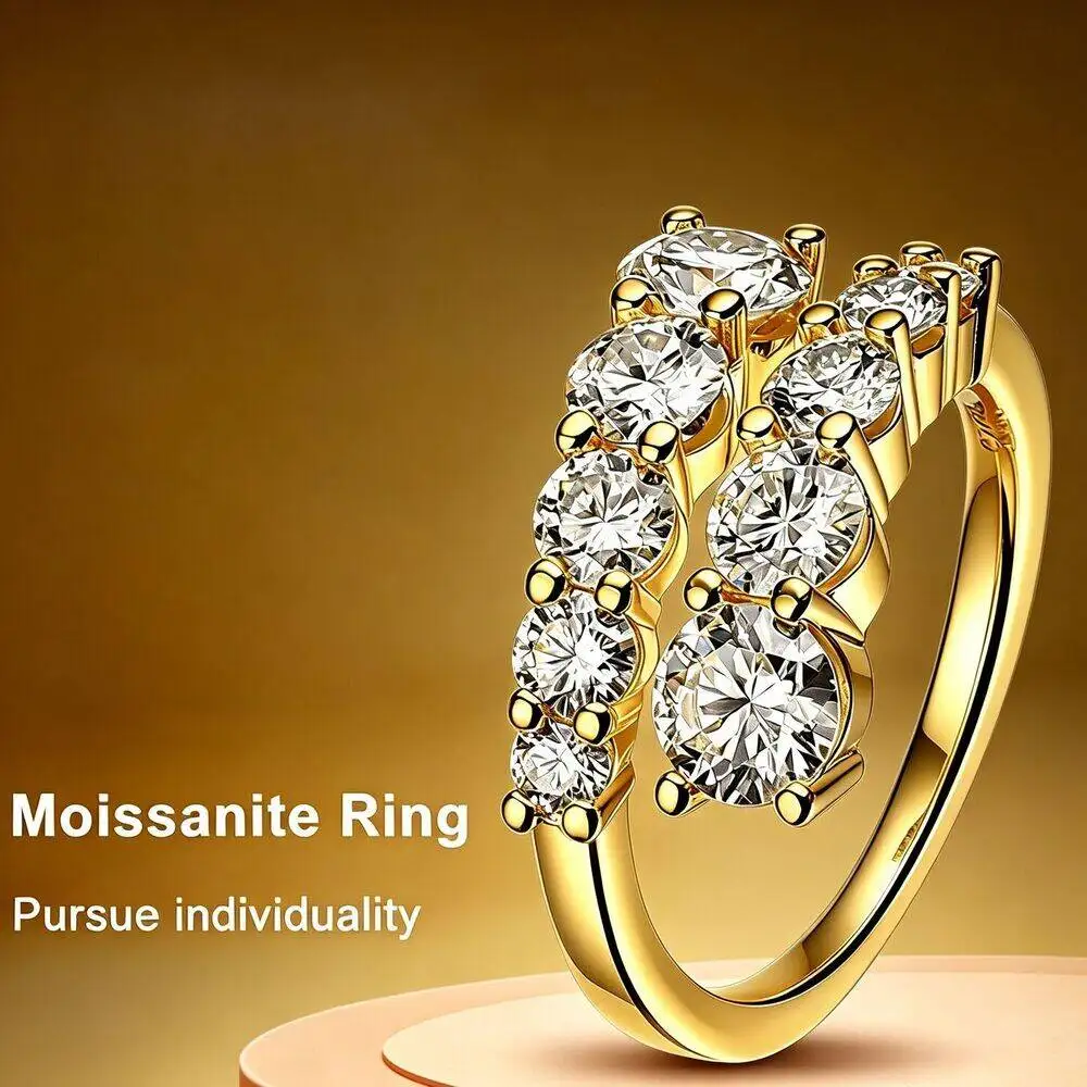 JoiasHome Moissanite Rings For Women Sparkling Diamond Engagement Wedding Band With GRA 925 Sterling Sliver Plated 18K Ring