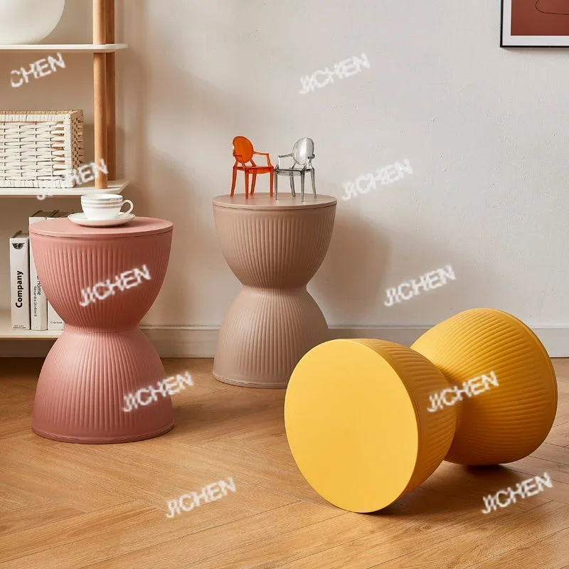 

JCX Nordic Simple Prince Stool Creative Shoe Change Stool Thickened Plastic Round Coffee Table Hourglass Low Stool