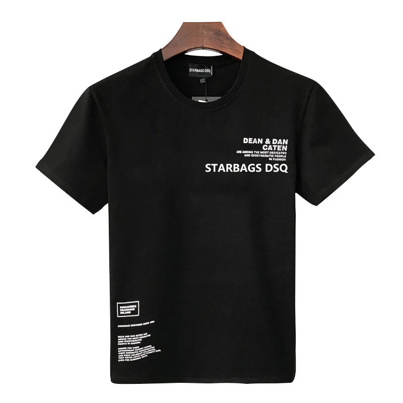 2023 European version short sleeve T-shirt men\'s Maple leaf letter printing summer pure cotton European and American trend