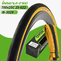 INNOVA 700x25C/28C/30C Road Bike Tire 700C 120TPI Black Yellow Sidewall Racing Bicycle Folding Tire IB-3029