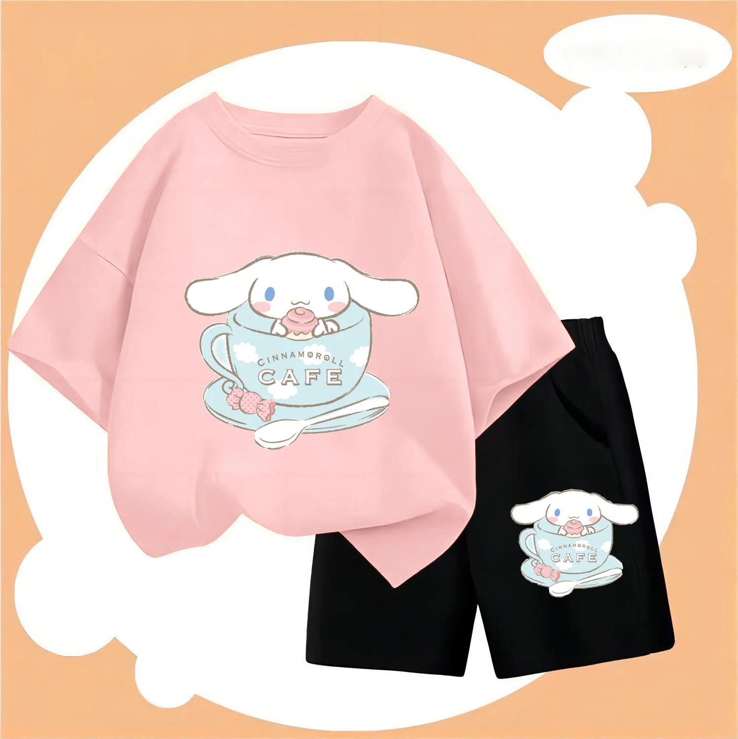 

Sanrio Kids T-Shirt Shorts 2Pc/Sets Anime Kuromi Cinnamorol Cartoon Toddler Baby Boys Girl Clothes Tracksuit Sportswear Casual