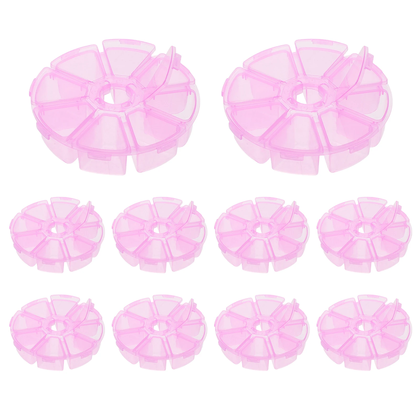 

10Pcs Versatile Round Jewelry Organizer With 8 Compartments Clear Box For Beads Earrings And Small Accessories