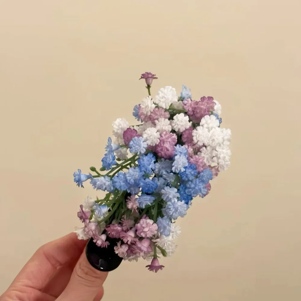 

Головной убор Sweet Starry Sky Flower Hiar Clip Фея Богемный тайский зажим-банан с цветными блоками Боковой зажим Невесты Аксессуары для волос для девочек