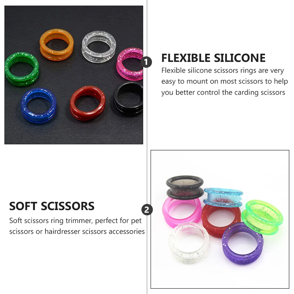 16 Pcs Scissors Silicone Ring Pets Finger Hairdressing Non-skid Handheld Cover Grooming Loops The