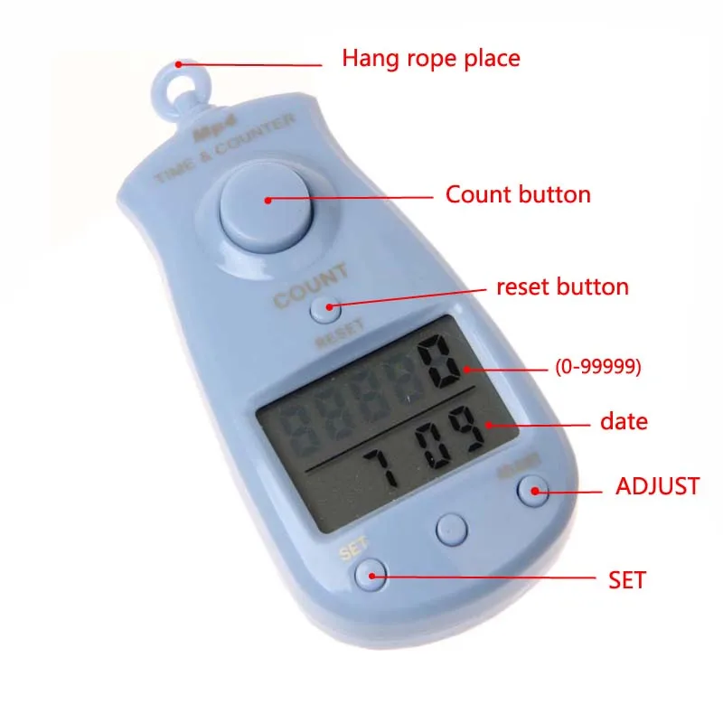 Hand-held large screen digital display counter 5 digits with date