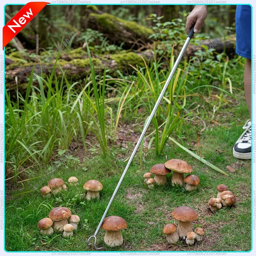 Stainless Steel Compact Mushroom Foraging Picker with Adjustable Handle Adjustable Mushroom Pick Up Tools for Outdoor