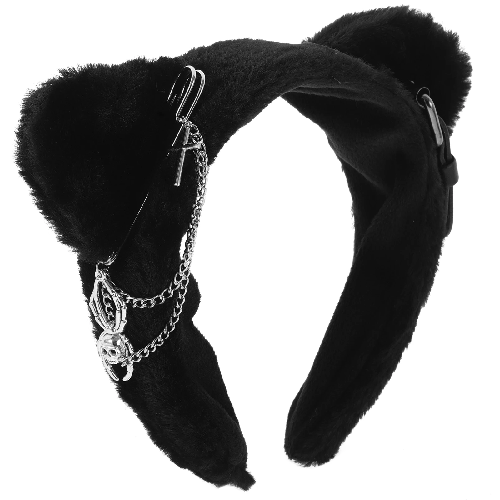 

Повязка на голову с кошачьими ушками, дизайнерская цепочка в стиле панк, праздничный головной убор для вечеринки, мягкий материал, аксессуары для косплея, повязка на голову для женщин