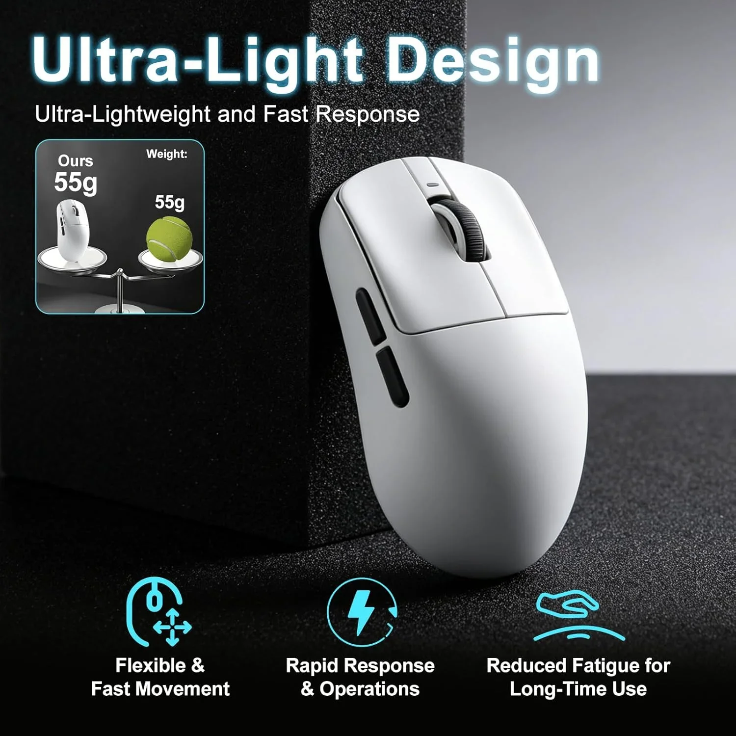 ATK VXE Dragonfly R1 Pro Max Tri-Mode Wireless Gaming Mouse PAW3395 26000DPI 800mAh R1 S Ergonomic Lightweight for FPS PC Gift image 5