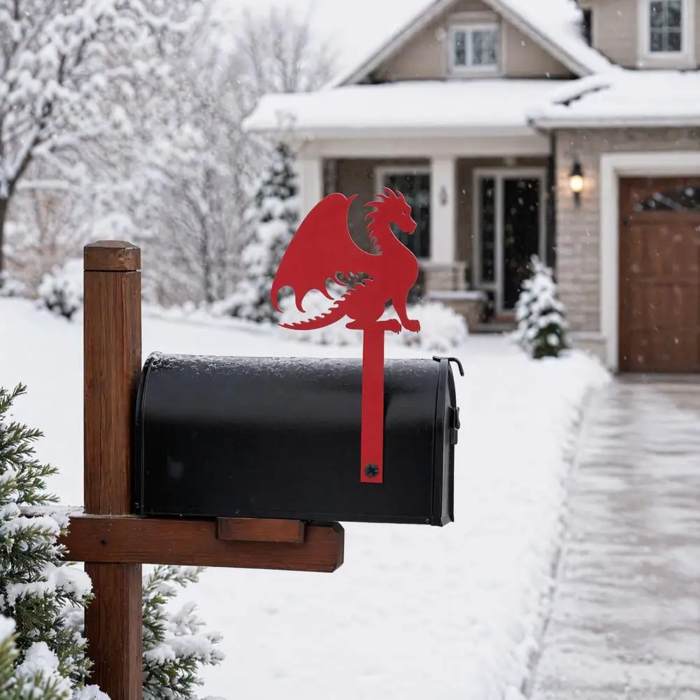 Mailbox Mounting Holes Mailbox Sign Metal Mailbox Flag Replacement Decorative Dragon Stake Sign Winged Dragon for Outdoor