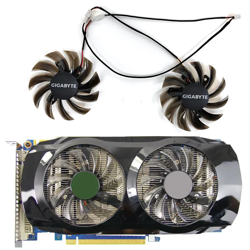 

GIGABYTE 75MM 2-pin 3-pin PLD08010S12H T128010SM GV-N460OC GPU fan for GTX 460 465 560 Ti 580 650 750Ti graphics card fan