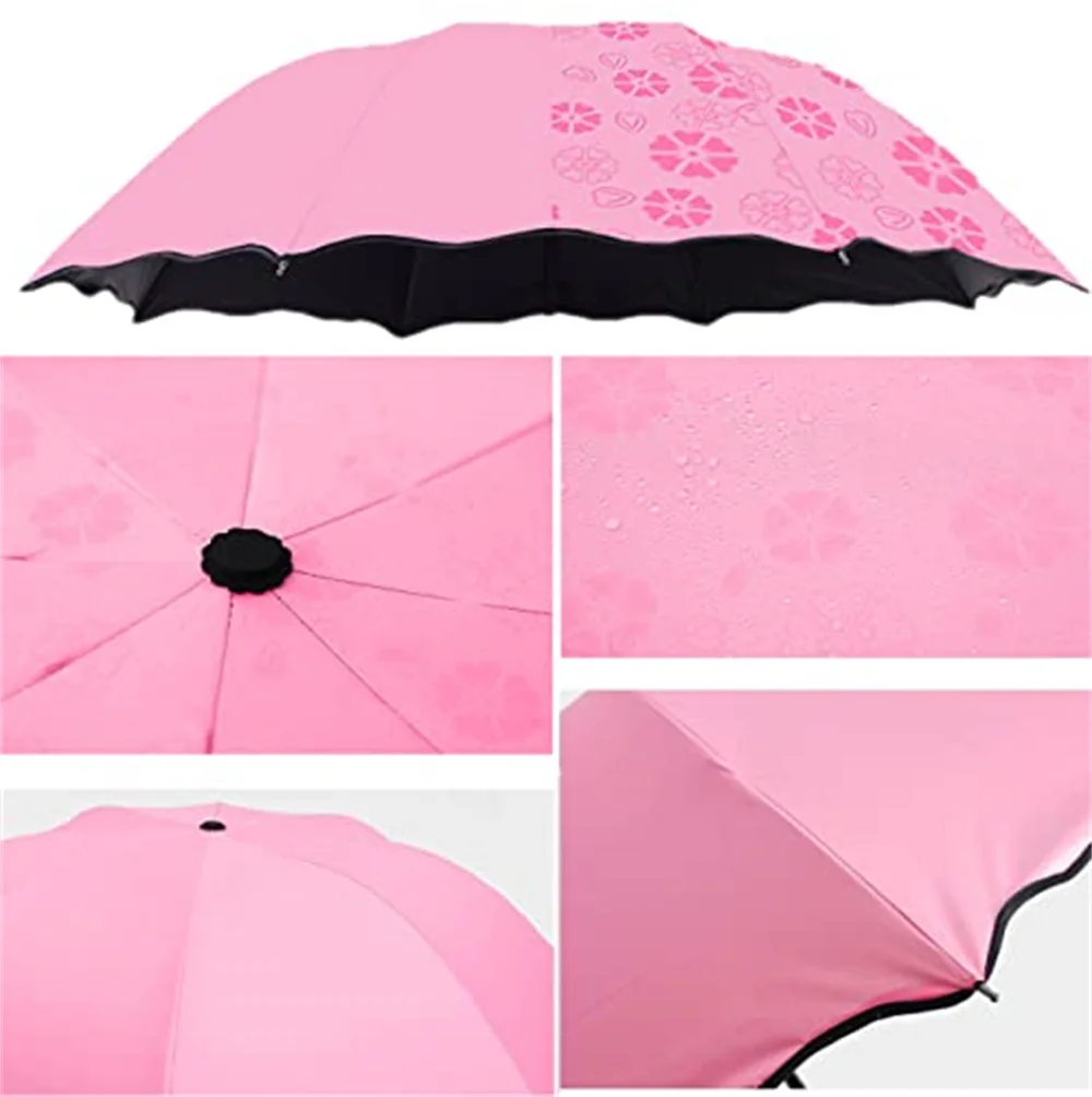 Magic Folding Umbrella with Rainwater Pattern Windproof and Sunshade Umbrella Outdoor Sports UV Protection Umbrella