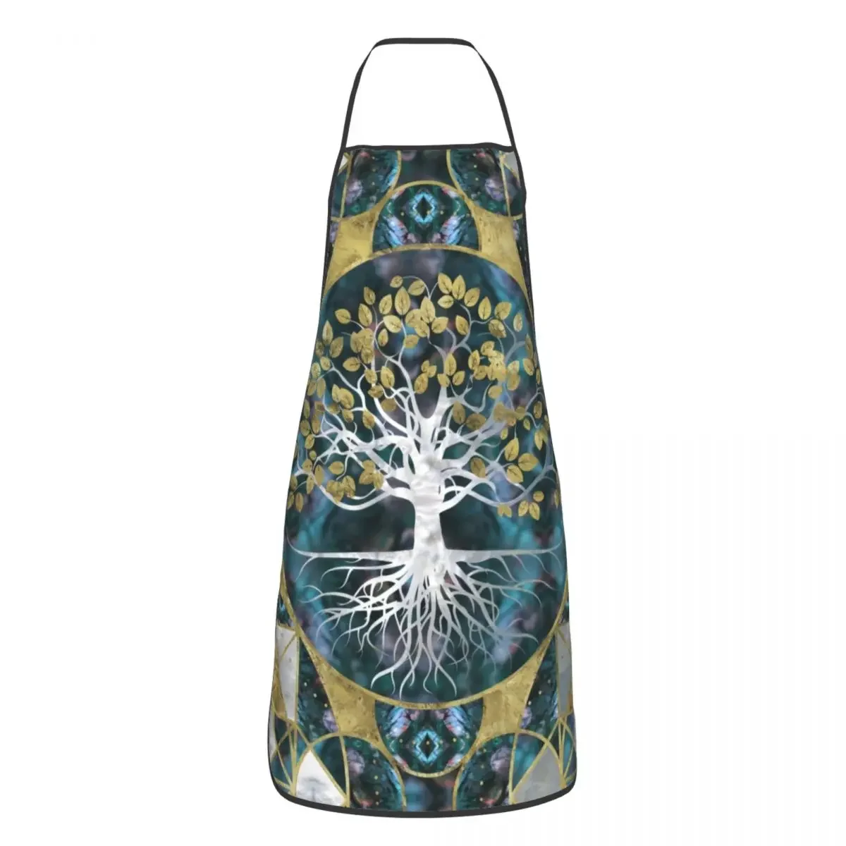 Tree Of Life Marble And Gold Apron for Women Men Vikings Yggdrasil Adult Unisex Kitchen Chef Bib Tablier Cuisine Cooking Baking