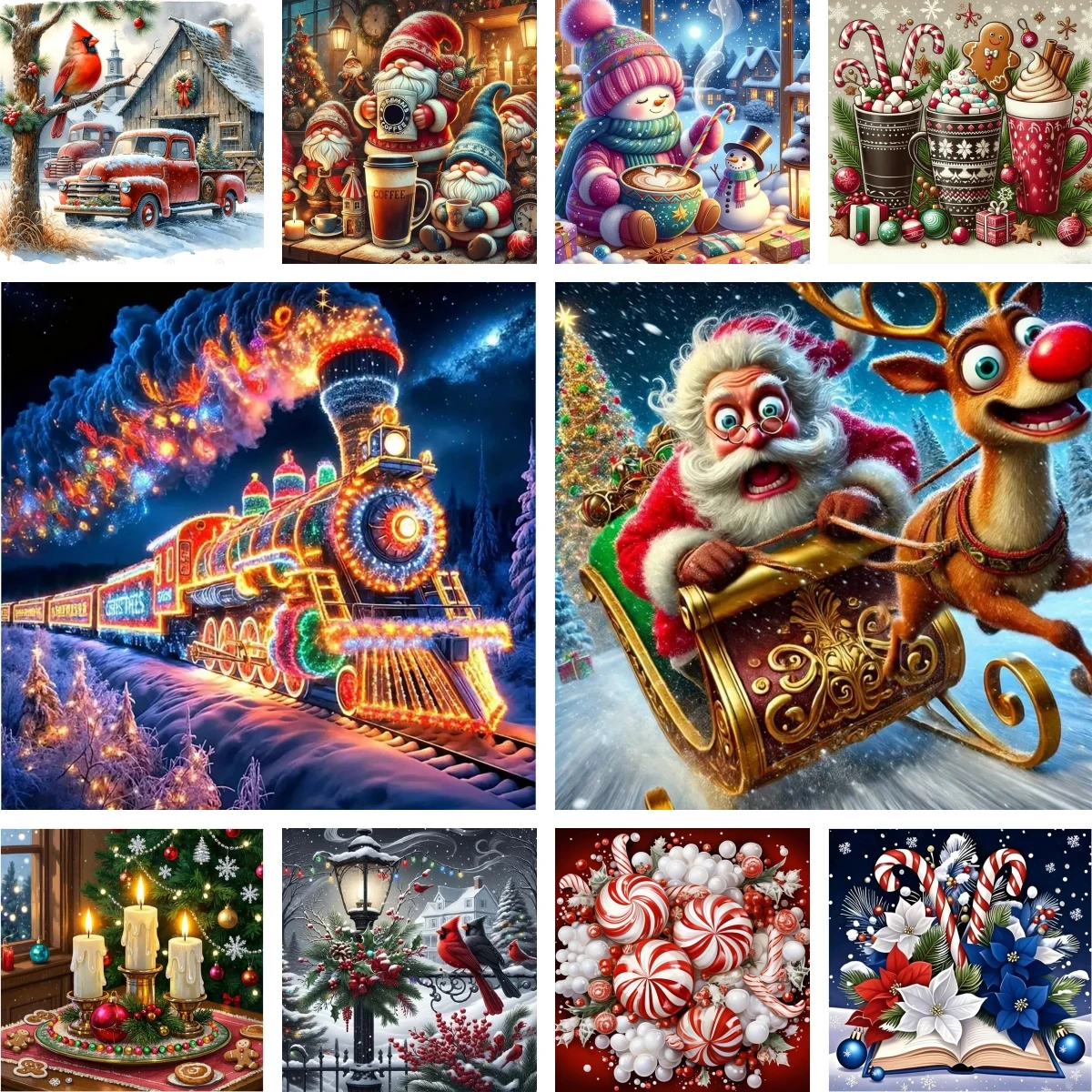 

DIY Diamond Painting Kit Christmas Tree Candy Cane Ornaments Full Square&Round Embroidery Mosaic Cross Stitch New Year Decor