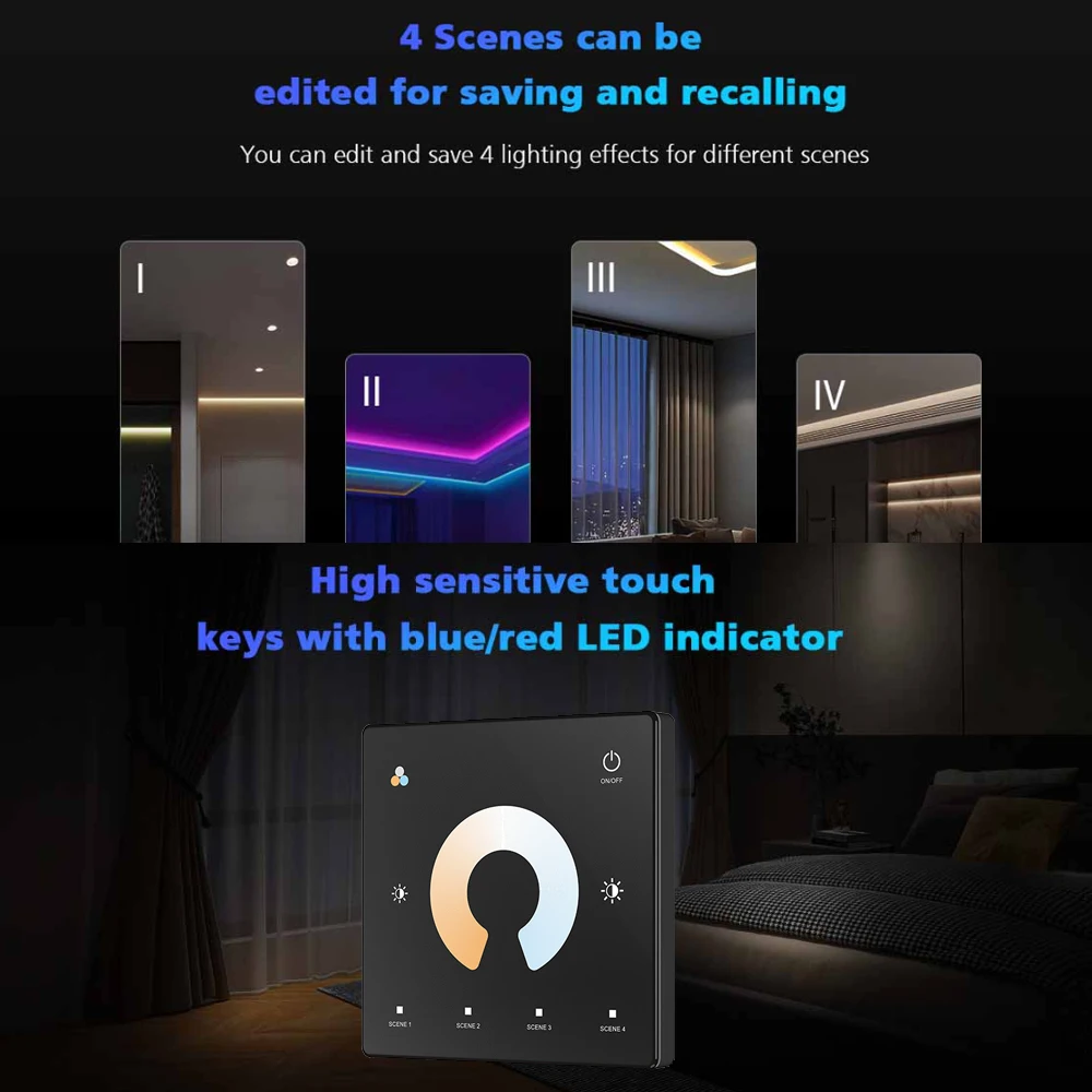 Imagem -03 - Cob Cct Led Strip Kit Tuya Wi-fi App Voz Controle Inteligente rf Painel Touch Wheel Controle Remoto Decoração Regulável Diodo de Iluminação