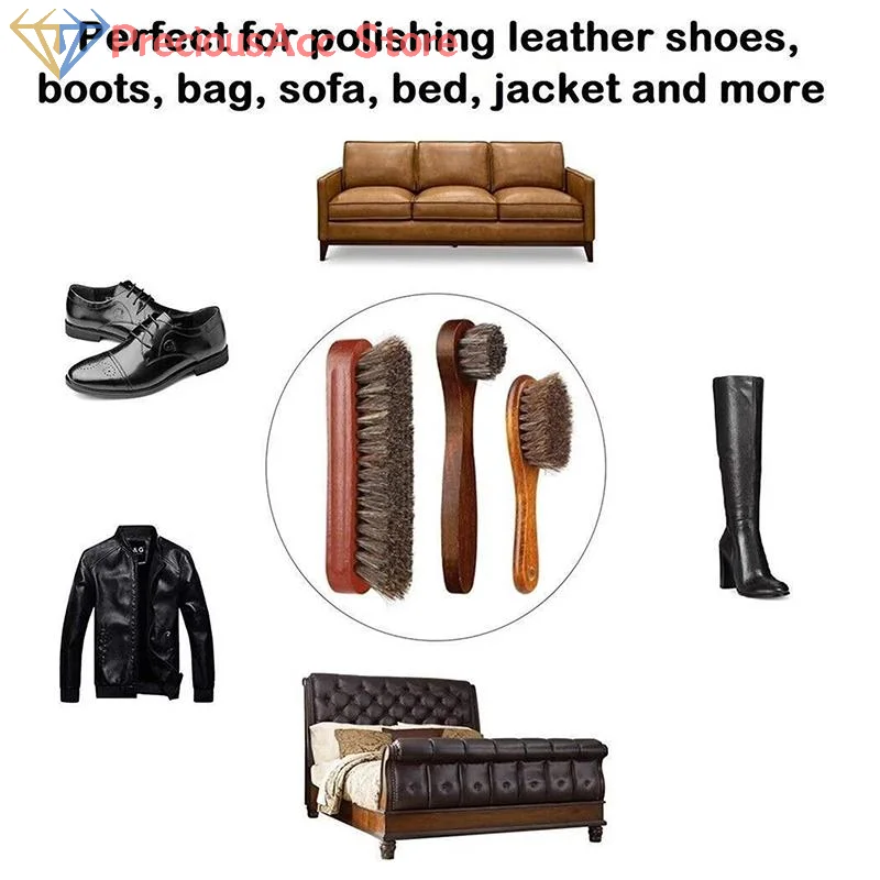 #.2/3pcs Horsehair Shine Shoes Brush Kit Polish Dauber Applicators Cleaning Leather Shoes Boots Care Brushes Suede Cleaner Brush