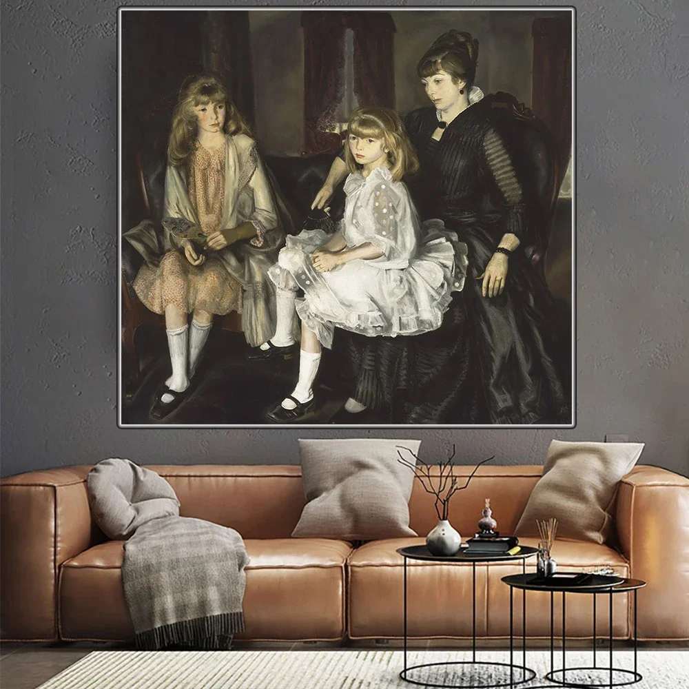 سيتون جورج منفاخ 《إيما وأطفالها، 1923》لوحة فنية مطبوعة بالزيت من القماش صورة فنية ديكور جدران حديث ديكور منزلي