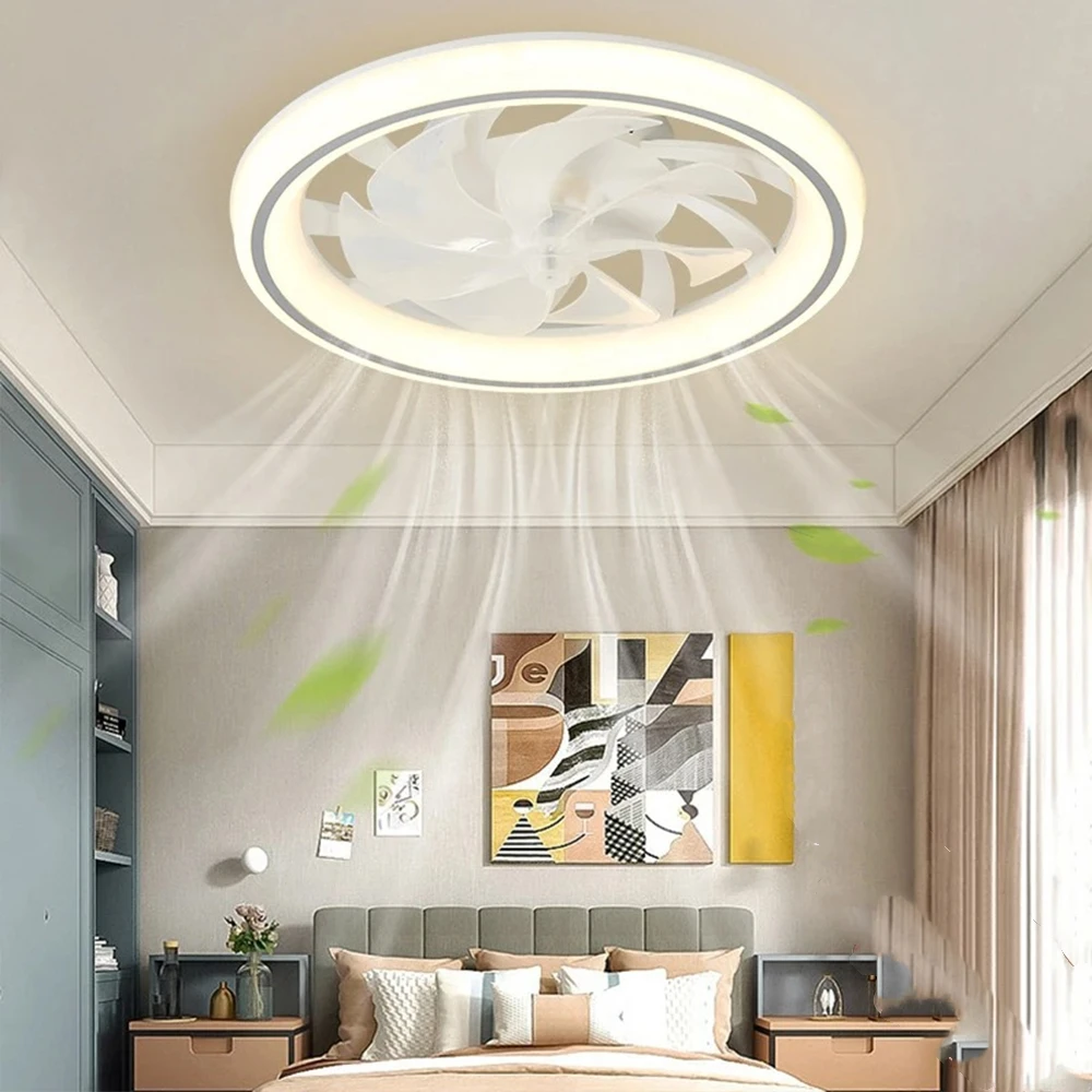 New Ceiling Fan Light Living Room Bedroom Modern and Simple Home Intelligent Remote Control Restaurant LED Fan Light