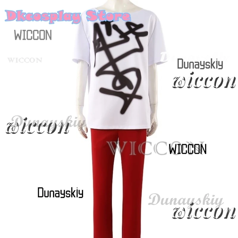 Alien Stage Till Cosplay Costume Tshirt Red Pants Costume Fancy Party Clothing Tailing Suit Halloween Carnival Uniforms Custom